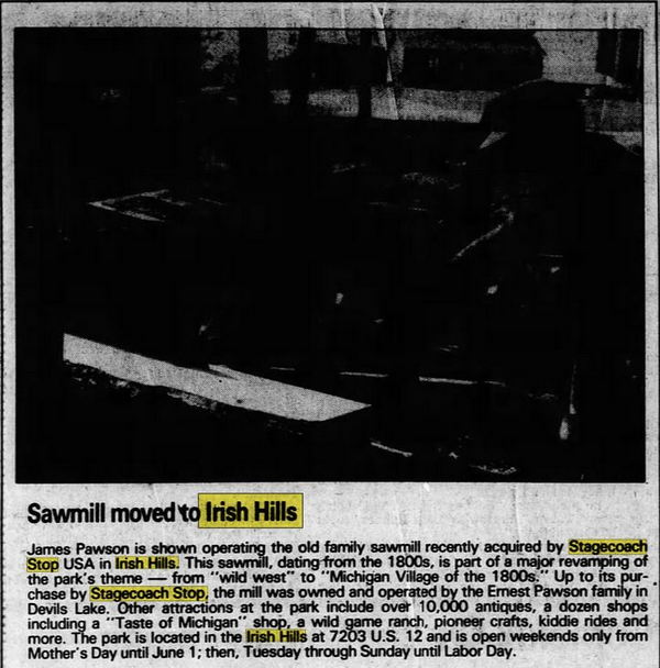 Stagecoach Stop - May 1988 Sawmill Acquired (newer photo)